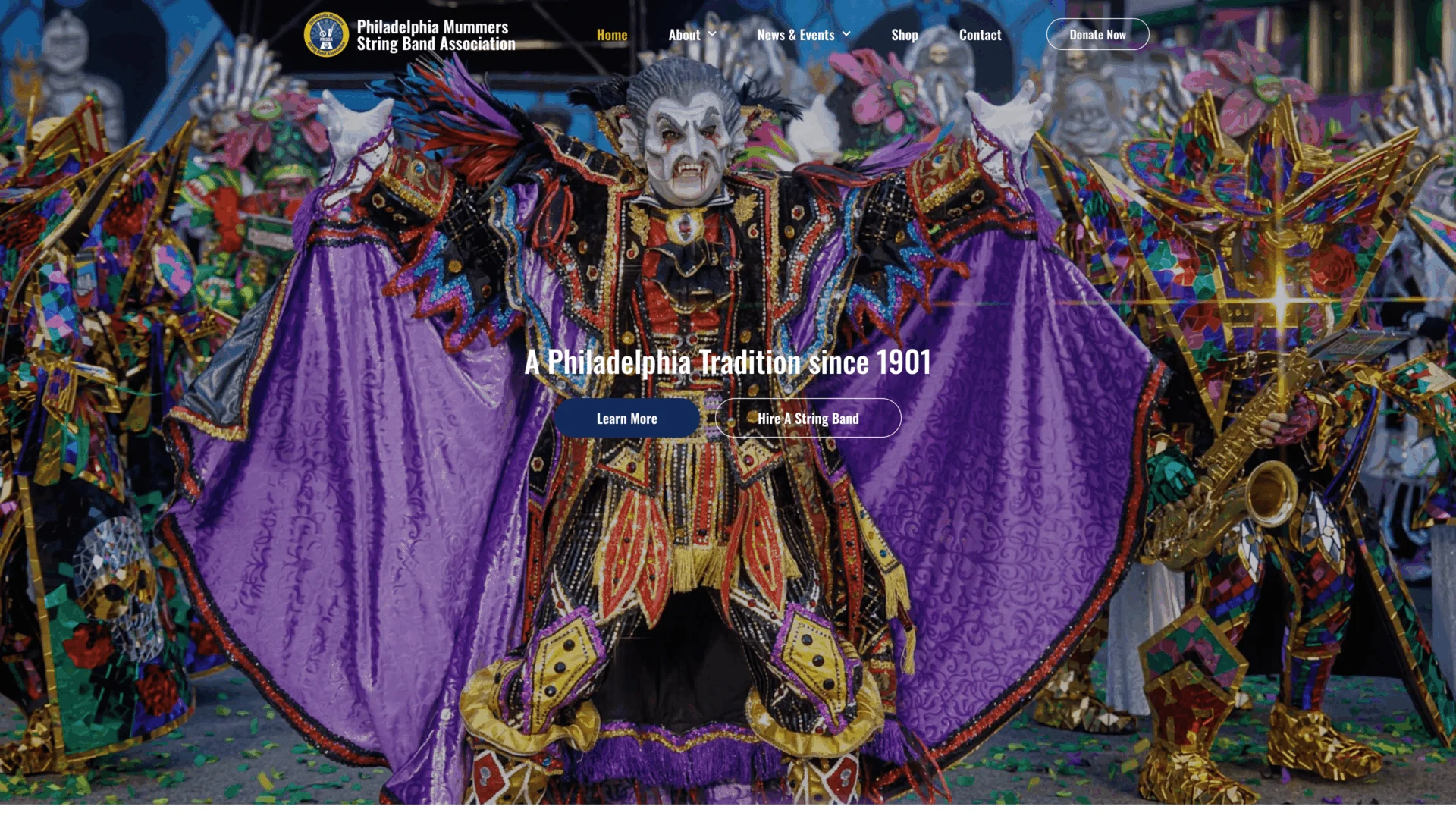 Philadelphia Mummers String Band Association website designed by Unparalleled Developers, LLC